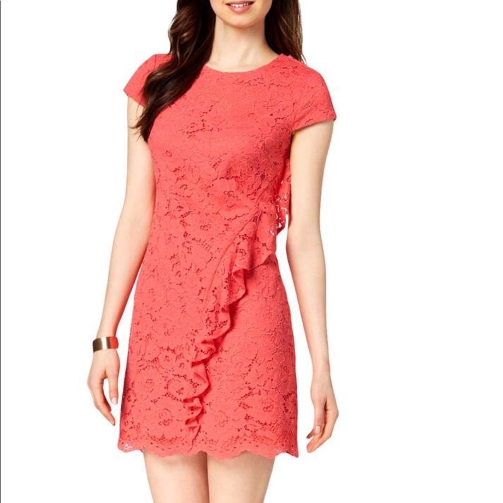 Vince Camuto Women's Lace Ruffle Shift Dress
